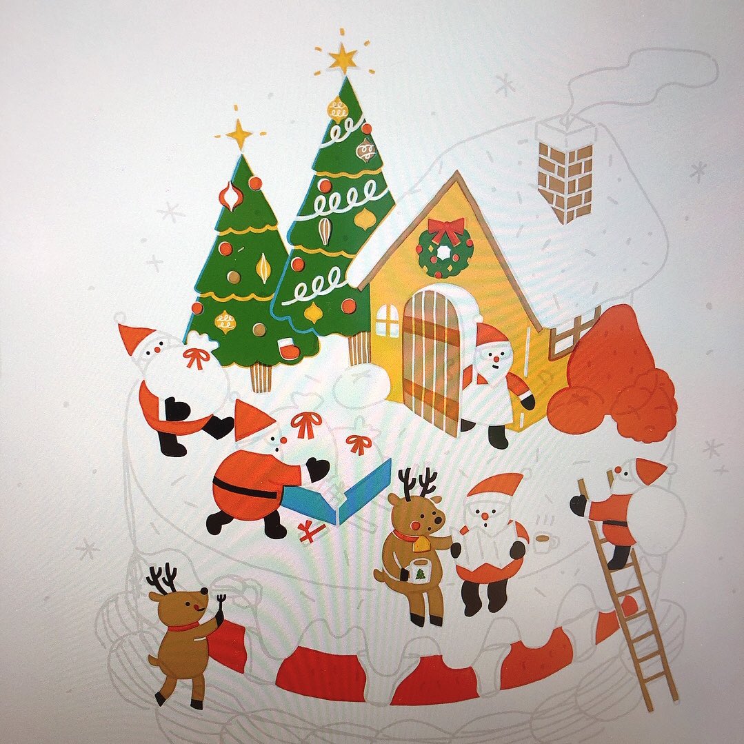 「クリスマスイラストかきかき 」|くすはらくう| イラストレーターのイラスト