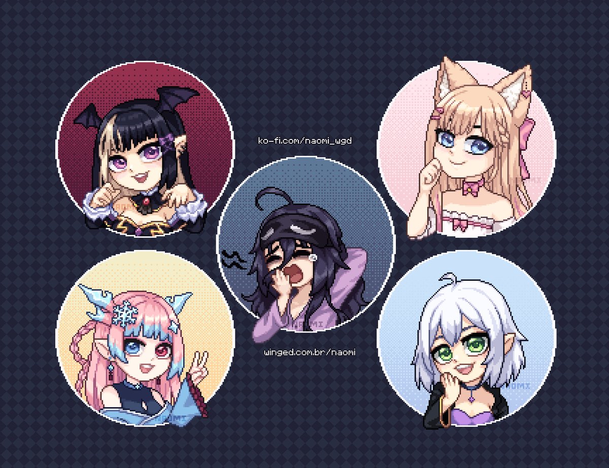 Icon commissions for @/Daxlian, @/kittysnes  and a Ko-Fi user and a gift for @/matheuus_arts 💙

Icon commissions open at ko-fi.com/naomi_wgd/comm…

#pixelart #ドット絵 #daxliart #kiyomillust
