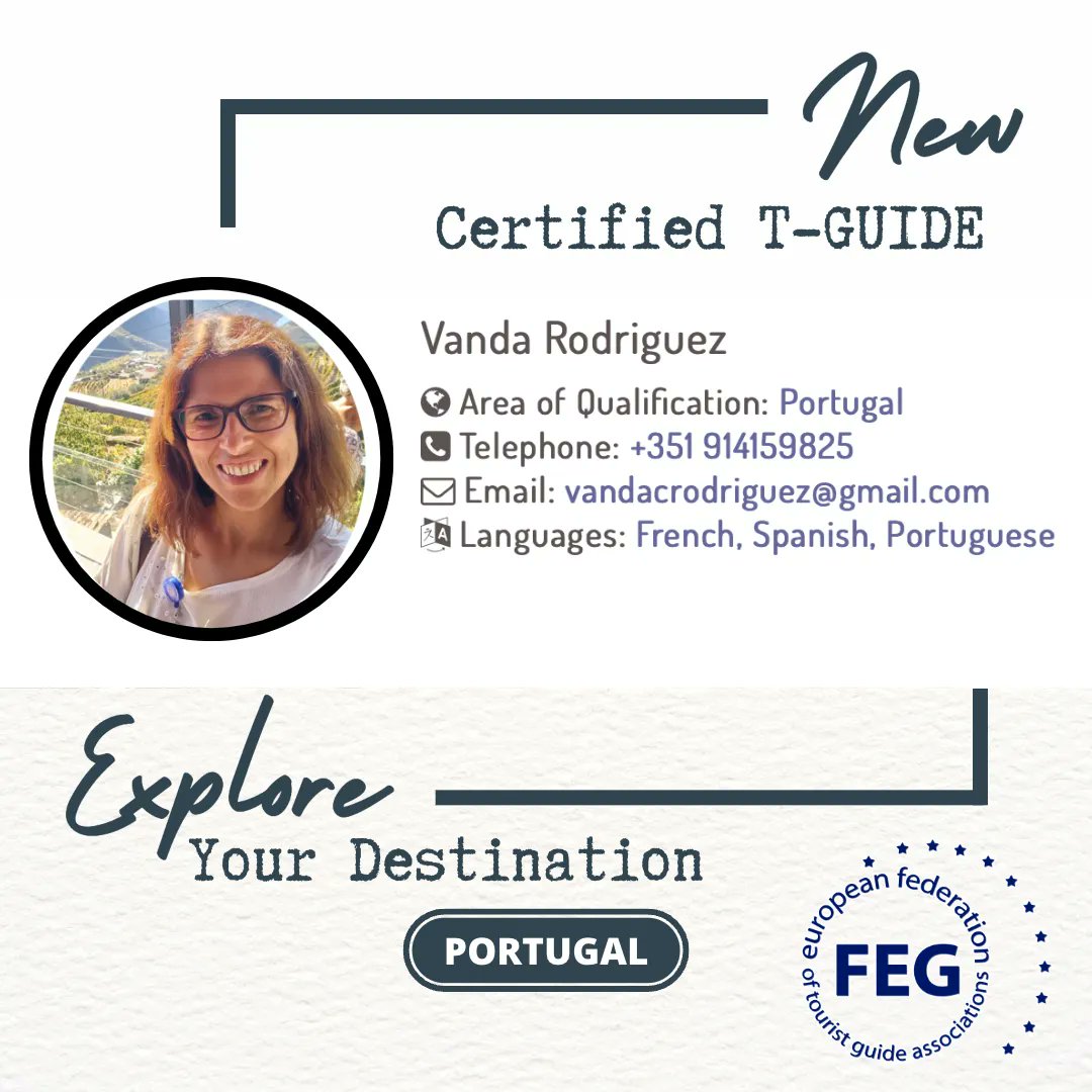 FEGTouristGuide's tweet image. Vanda Rodriguez is #ReadyToGuide in Portugal people with learning difficulties as one of our certified T-GUIDEs, just assessed by FEG &amp;amp; ENAT for her training.
Congrats, Vanda!

For the full listing of the certified T-GUIDEs see more here: 

feg-touristguides.com/t-guidecertifi…