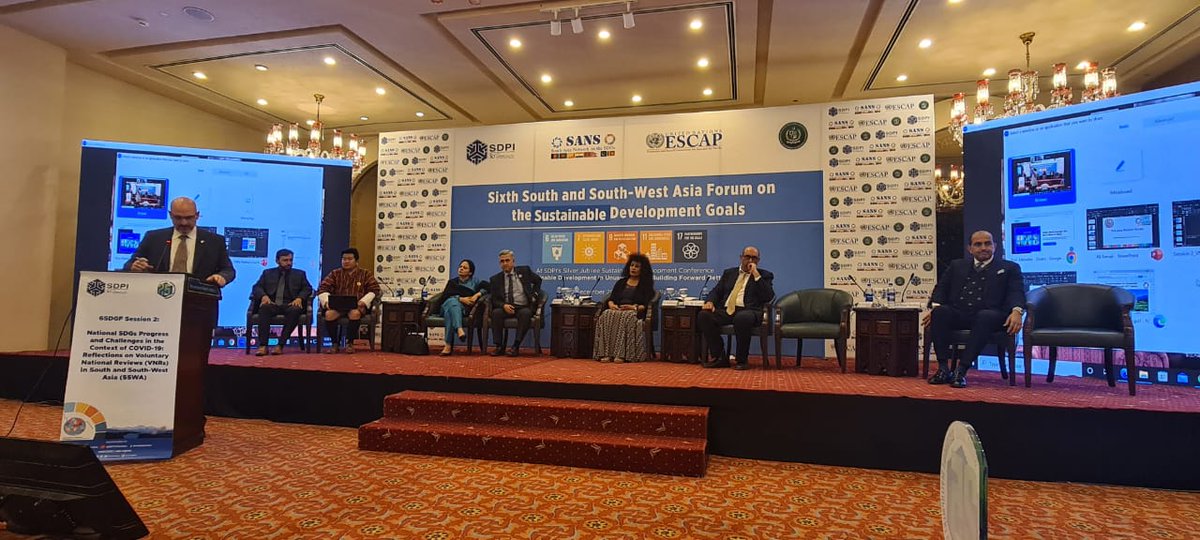 SSWA_UNESCAP's tweet photo. Sixth South & SouthWest Asia #6SDGF Session 2- National #SDGs progress & challenges in context of #COVID19 Reflections on #VNR in #SSWA in progress;
Chaired Dr. Aisha Ghaus Pasha, State Minister for Finance & Revenue, Pakistan
@UNESCAP @SDPIPakistan @RajanRatna #SDC2022 #SDGforum https://t.co/S0Jk3uVcM2