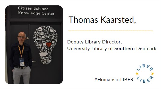 Read our latest #HumansofLIBER interview with <a href="/TKaarsted/">Thomas Kaarsted</a> from <a href="/SDUlibrary/">SDU Library</a>.

Learn about the work of the Citizen Science Knowledge Centre at SDU, and how Thomas went from working in publishing to advocating for openness in research libraries and beyond.

ow.ly/9yHC50LVhuq