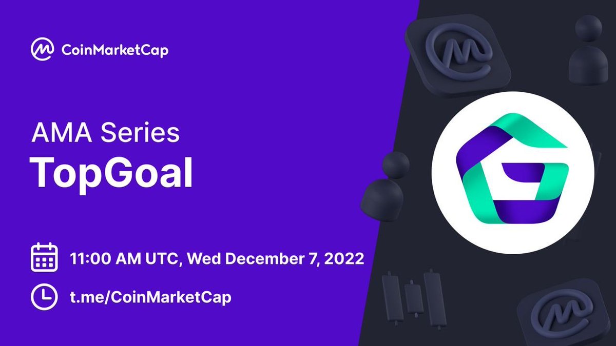 TopGoal_NFT's tweet photo. 🎤Join our innovation #AMA with @CoinMarketCap and @Baron_TopGoal: How Sports entertains and engages users in Metaverse⚽️

📅11:00AM UTC, Dec 7
📍https://t.co/9a1uGTMTJo

🎁30 Return of Legends - Rare Cards for participants who complete quiz or ask questions in this AMA talk https://t.co/KUxk1MISss