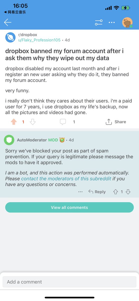 wu2ke4's tweet photo. i didn't know u run the Reddit group too @dropbox @DropboxSupport @drewhouston https://t.co/J3y5NxU50N