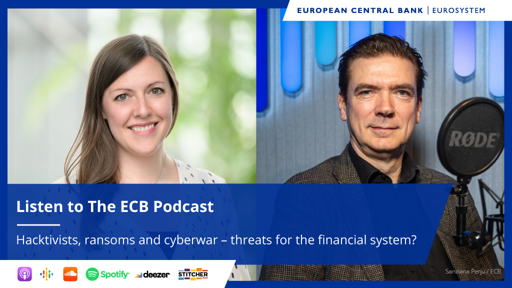 ecb's tweet photo. Are cyberattacks a threat to financial stability? Why do hackers target financial institutions?

Our host @katieranger_ unpacks this topic with financial stability expert @JohnPCFell on #TheECBPodcast.

Tune in https://t.co/Rm6oVT9eN3 https://t.co/eEbRlDyRCS