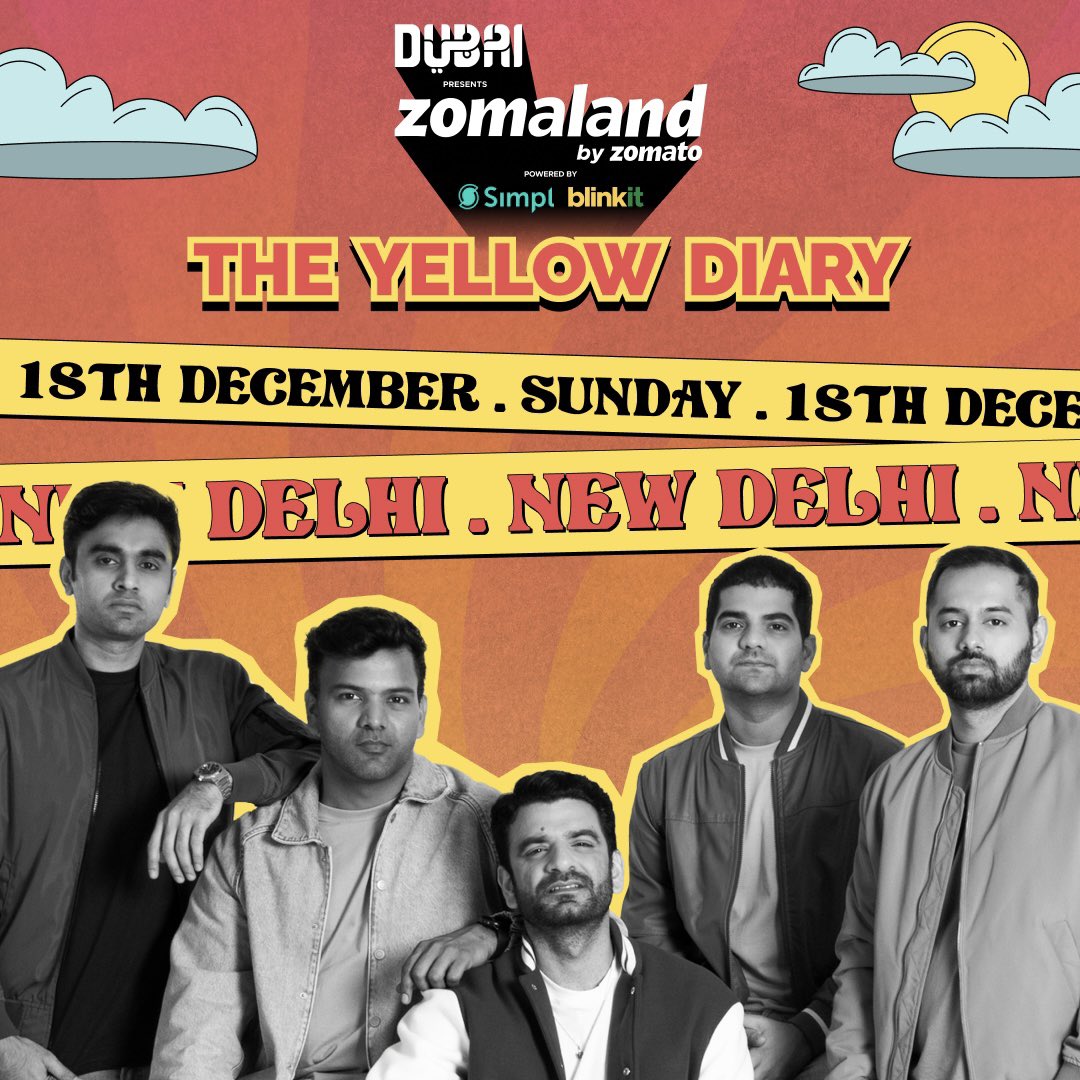 We wish we could listen to <a href="/tydtheband/">The Yellow Diary</a> ‘roz roz’ so we’ll start with Zomaland Delhi 💛

Head to the link to grab your tickets NOW! 🎟️
bit.ly/Zomaland2022

#Zomaland #TheYellowDiary #NewDelhi