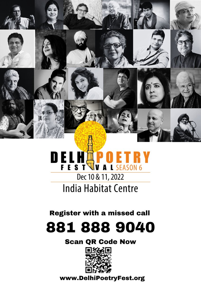 DelhiPoetryFest's tweet photo. Call out to all poetry lovers. If you’re in Delhi NCR this weekend, do drop in to experience and celebrate Poetry with us at India Habitat Centre.
If you’re away from the city, do follow our activities on https://t.co/h9pklelaTx
#DelhiPoetryFest #DPF6 #Delhi #Poetry https://t.co/ubJSt2VOQd