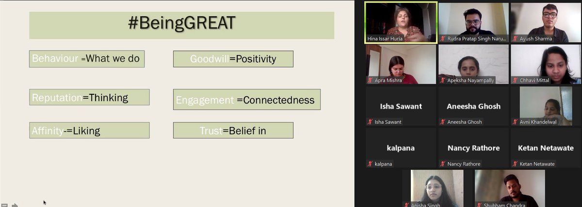 AyushSh96251203's tweet photo. Really enjoyed the session with @Hinaissar on campaign planning. Fascinated with @amithpr quote #BeingGREAT. https://t.co/1rjs8jveWN