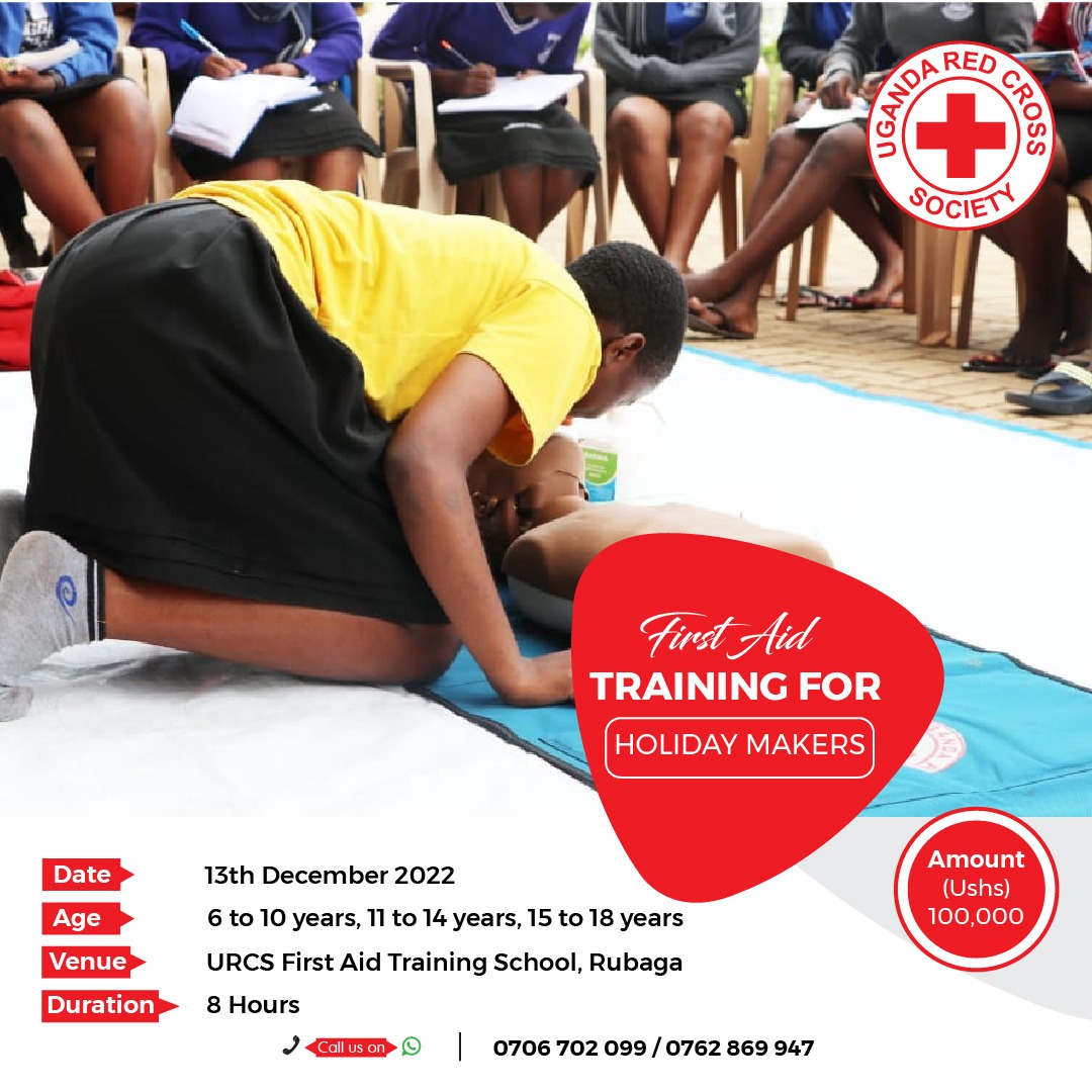 UgandaRedCrossCFA (@ug_redcrosscfa) on Twitter photo Let the holiday makers get some new skills. Sign them up for this 1-day first aid training at only 100K. Call 0706702099 or 0762869947 to book your seat. <a href="/ugandaredcross/">Uganda Red Cross Society</a> @kabojja_international__school Let the holiday makers get some new skills. Sign them up for this 1-day first aid training at only 100K. Call 0706702099 or 0762869947 to book your seat. <a href="/ugandaredcross/">Uganda Red Cross Society</a> @kabojja_international__school
