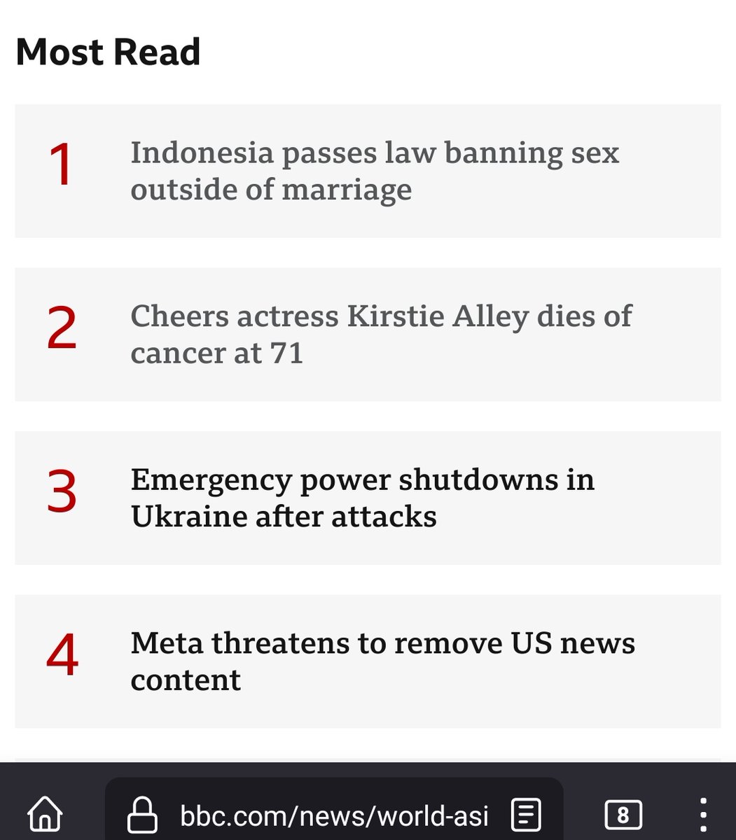 flin99's tweet photo. Made it to the most read article of BBC  😶😑
#Sad https://t.co/6LADJWwKMj