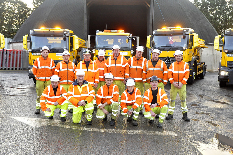 ShropCouncil's tweet photo. 👷 It's 4am, it's cold, and our gritter drivers are just setting off from their depots to treat roads across the county.

👍Thanks chaps! https://t.co/guhVlMjf9g