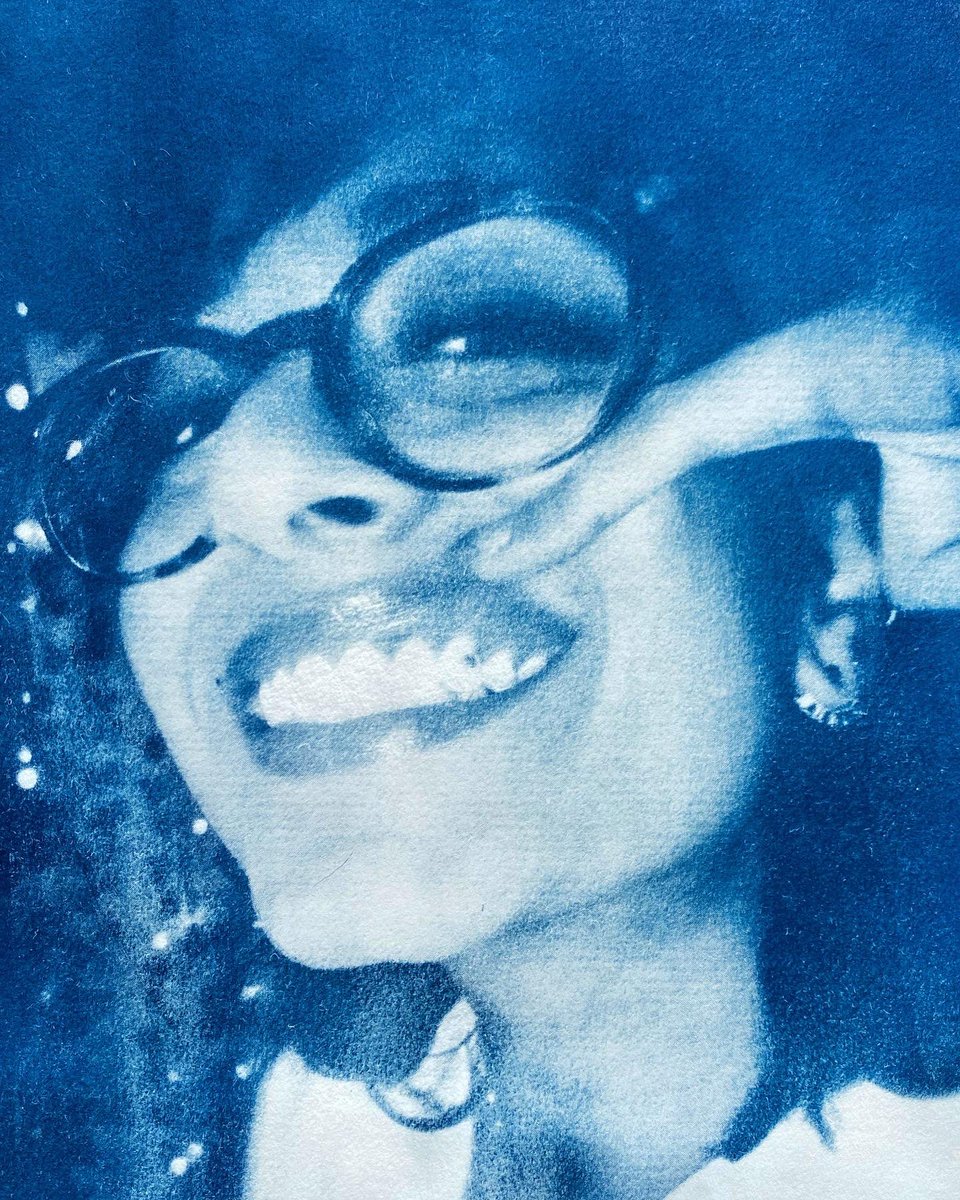 spookyshah's tweet image. got a lot of love on ig for this cyanotype self portrait print so twitter had to see it too 🫶🏽