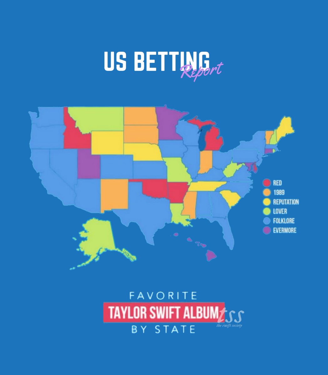 📰| According to a study, 'folklore' is @TaylorSwift13's favorite album in the US 🇺🇸

— Check out the favorite albums of each state! 