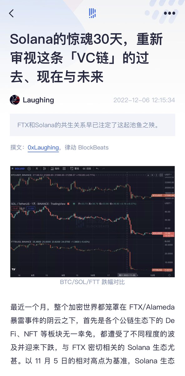 BlockBeatsAsia's tweet photo. • FTX暴雷为何使Solana项目方们出逃？
• Solana生态超跌的原因是什么？
• FTX破产清算会进一步将Solana推向深渊吗？
• 失去VC，对Solana来说意味着什么？
• Solana的灾后重建，优势和挑战有哪些？

⬇️⬇️⬇️
Solana的惊魂30天，重新审视这条「VC链」的过去、现在与未来 
https://t.co/mADuOlShin https://t.co/p6XaTifAxF