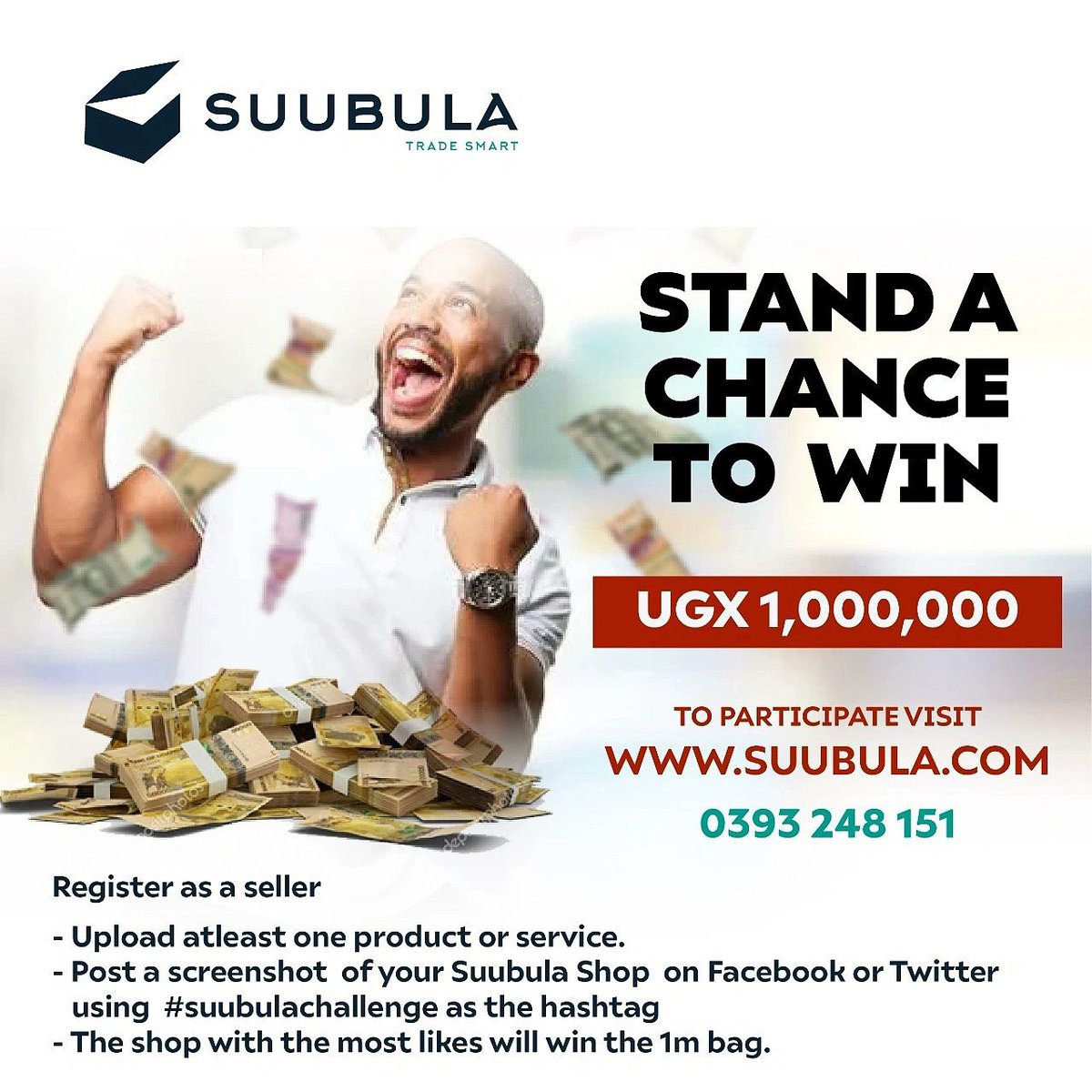 cryptomansui's tweet photo. Have you signed up as a seller on @SuubulaOfficial ?

Suubula is giving away Ugx 1,000,000 to a lucky winner.
Visit https://t.co/UI5belviLT, sign up as  a seller, take a screenshot of your shop and post it on Twitter or Facebook with a hashtag

 #suubulachallenge https://t.co/4uIgakiTTg