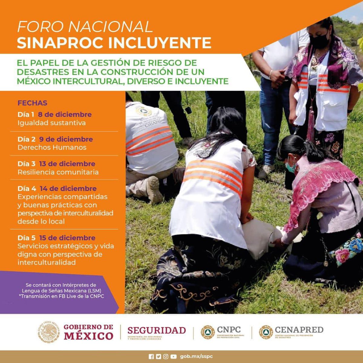 FUGIRDNMx's tweet photo. Analicemos y conozcamos la interrelación entre la visión de las comunidades indígenas y la Gestión del Riesgo de Desastres, para construir un México diverso, inclusivo y resiliente. 
8 de diciembre, 9:30 h
13, 14 y 15 de diciembre, 10:00 h
El programa: https://t.co/zXKkpnfeZQ https://t.co/jwUvqYVg6e