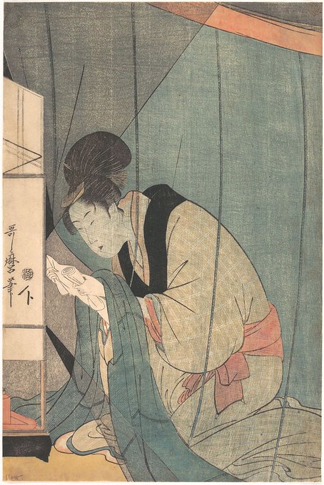 この世の中で最も気の遠くなる仕事、それは浮世絵の蚊帳を彫ること。だって四角く空いたところをくり抜いてるんでしょう?と思ってたけど、縦の線と横の線を別の版で作ってるのか。なるほどねー。それでも気が遠くなるねー……。 