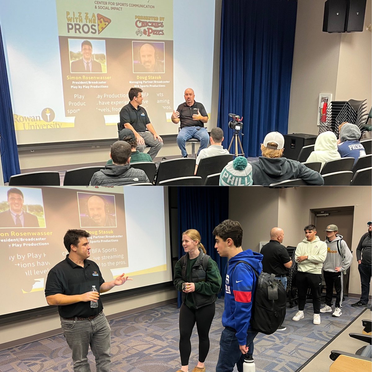 Tonight we wrapped up our 4th year of 🍕Pizza with the Pros🍕with <a href="/DStasuk/">Doug Stasuk 🎥🎙📺</a> &amp; <a href="/SimonRose24/">Simon Rosenwasser</a> discussing live streaming sports! Thank you for supporting our students👏Can’t wait for the spring semester to start it up again🦉<a href="/BFAlivestream/">BFA Live Sports 🎥⚾️🏀🏈⚽️🖥</a>