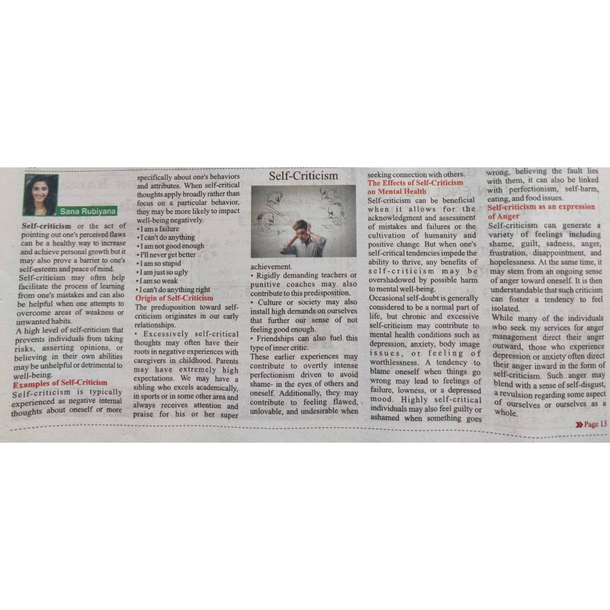 SRubiyana's tweet photo. My article for Islamic Voice, on โSelf-Criticismโ, December 2022.
#selfcriticism #selfcritical #lowselfesteem #lowselfconfidence #psychoeducation #islamicvoice #newspaperarticle #psychologistofindia #therapistofindia #counsellingpsychology #selfcriticalthoughts https://t.co/4liuoUwtOn