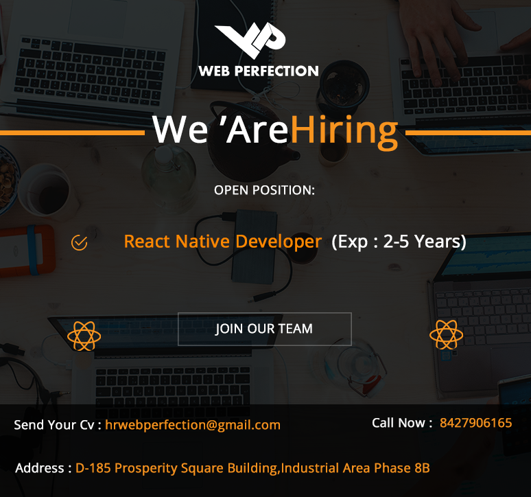 webperfection3's tweet image. I’m delighted to share the opportunity to Join Web Perfection Technology as a  #React_Native_Developer

#Experience_Required - 2 to 6 Years

#Job_Location: Mohali  

 share resumes or references hrwebperfection@gmail.com or feel free to call me at ​0172- 4605800