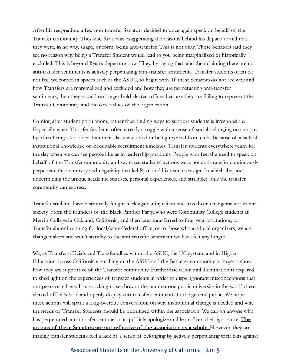 amarquezDC's tweet image. Hi friends!

As many of you know, I am a Transfer Student at UC Berkeley. Recently, some elected officials of our Student Government  (ASUC) decided to spew anti-transfer sentiments. Please read, like, and share our statement if you can! Thanks, and as always, #TransferStrong
