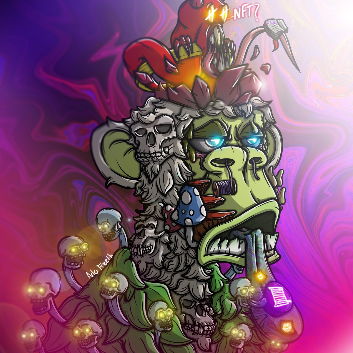 art_arlo's tweet photo. @champtgram @NFT_GOD Been a fulltime web2 &amp; 3 artist for 6+years!! 

Im working on a lot of secret stuff, but im ALWAYS keeping the TL fresh wiht new art!🫡

(your ape is on its way btw🫡 constantly busy) https://t.co/954whjXMzI
