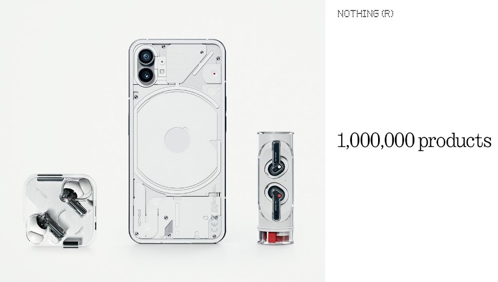 sptechlab's tweet photo. Nothing has sold 1,000,000 products which includes Phone (1) , Ear (stick) and Ear (1)
@nothing https://t.co/AWtjfS0v8Z