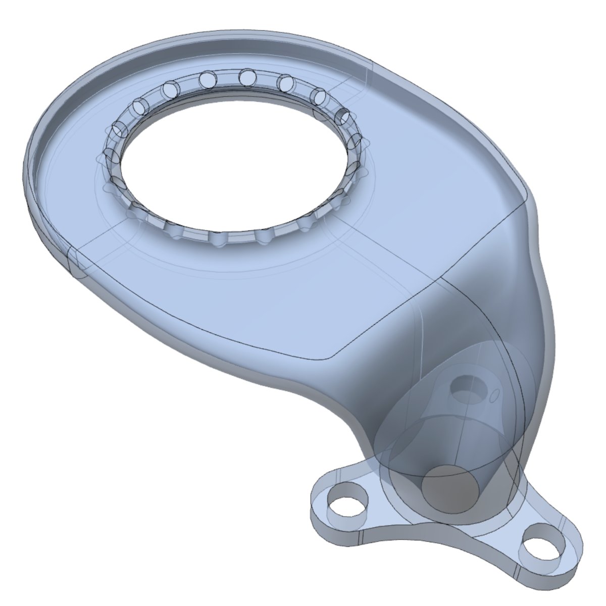 slonold42's tweet photo. @_gear_geek_ First attempt to print in resin, seems to work!.  Holes are 1mm dia.  A little more practice and should be perfect!  Also have model ready to go for duct without guide vanes.  Should be able to test flow distribution in a couple of weeks, will let you know. https://t.co/ZFGLdvzWbv