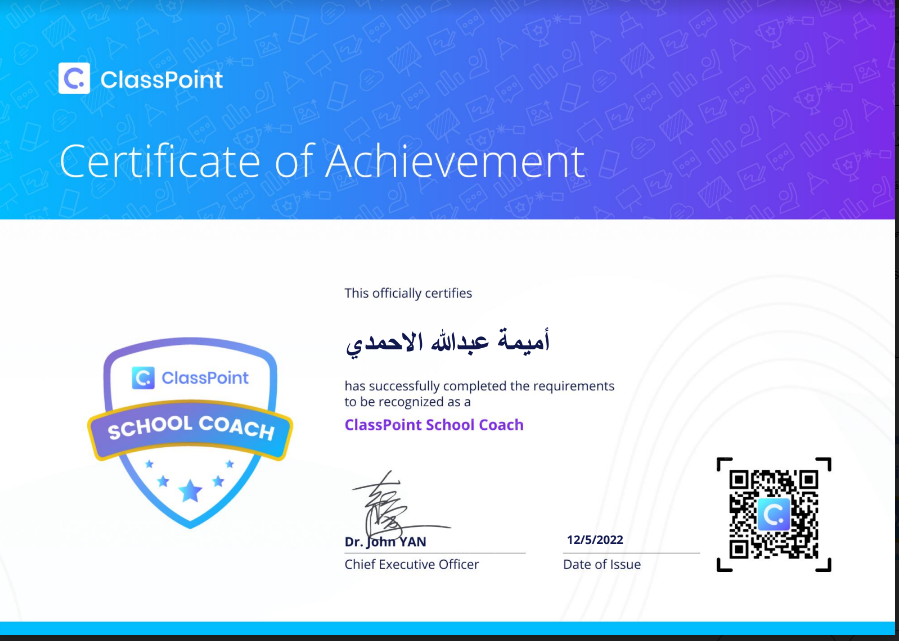 omaymao2's tweet photo. So happy to receive this mail this morning and to inform me of my new title: ClassPoint School Coach
سعيدة جداً لحصولي على لقب: مدرب مدرسة ClassPoint
@ClassPointIo
@ClassPointMENA
@MicrosoftEDU
@Microsoft_Saudi
#Master_Trainer #MIEExpert
#يوميات_معلمة_سعودية 6/12/2022 https://t.co/VKbkzJLBV4