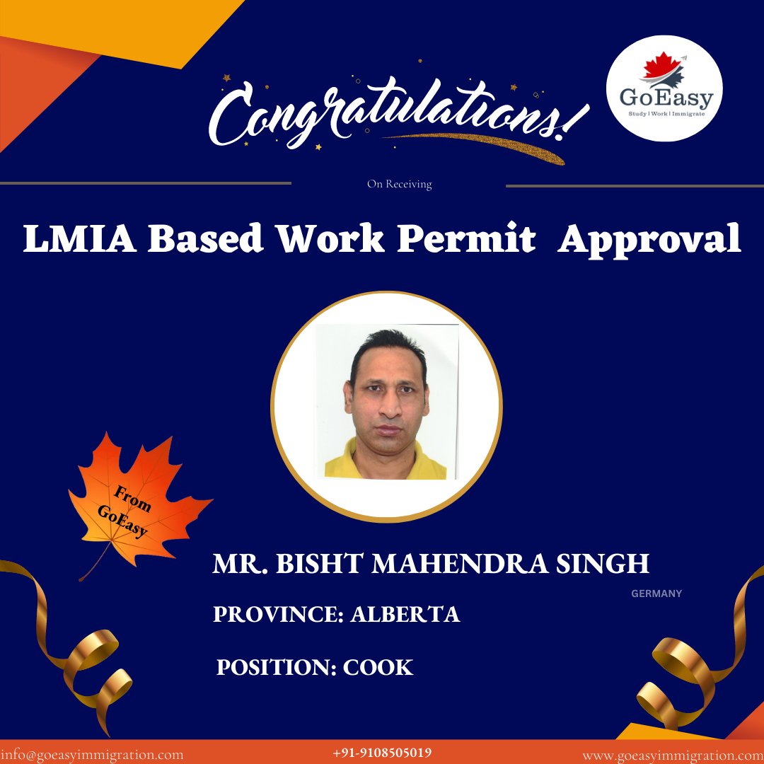 goeasyimmigrate's tweet photo. From the Go Easy team!!!!

congratulations  Mr. BISHT MAHENDRA SINGH
All the best for your future endeavors.

Go Easy
BUILDING TRUST &amp; CREATING OPPORTUNITIES

✉ info@goeasyimmigration.com
🌐 https://t.co/aTteBlZv3A

#goeasy #immigration  #LMIAworkpermit #Canada https://t.co/fq9SAIANHb