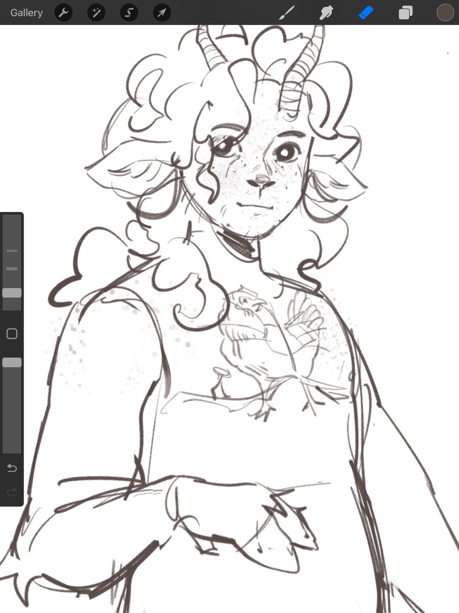 Silly little 12 am character design. Firbolg who has a magical chicken tattoo on his chest which absorbs damage 