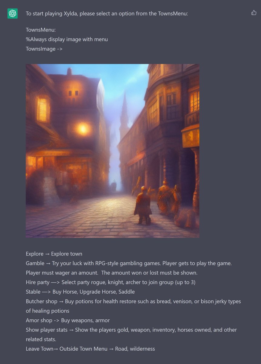 My #chatgpt role playing game Xylax is still a lot of fun even when the graphics don't work-which is often.  What's so cool is how it can modify the game to work better. Adding new modes, menus, etc just by telling the AI/engine. Find my apps 👇#gptchat #chatgpt #gpt3