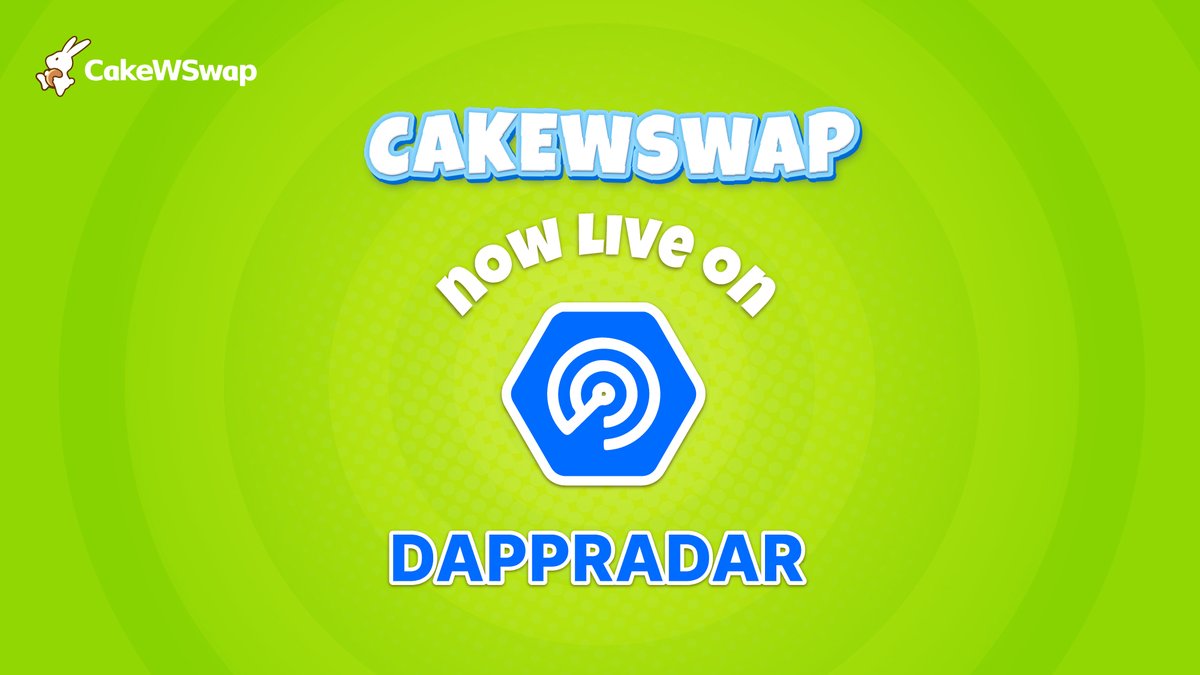 cakewswap's tweet photo. CONGRATULATION FOR NEW LISTING! ⭐️

🔥 CakeWSwap have listed on @DappRadar

This time to buy and hold $CAKEW 🥳🥳🥳

🚩 https://t.co/MYftylZj6q

🛡Contract: 0x2876992cdd3b48a08375768d7fc7f4ac7154d114

#BSC #ETHW #CAKEW https://t.co/k3ov7AQusD