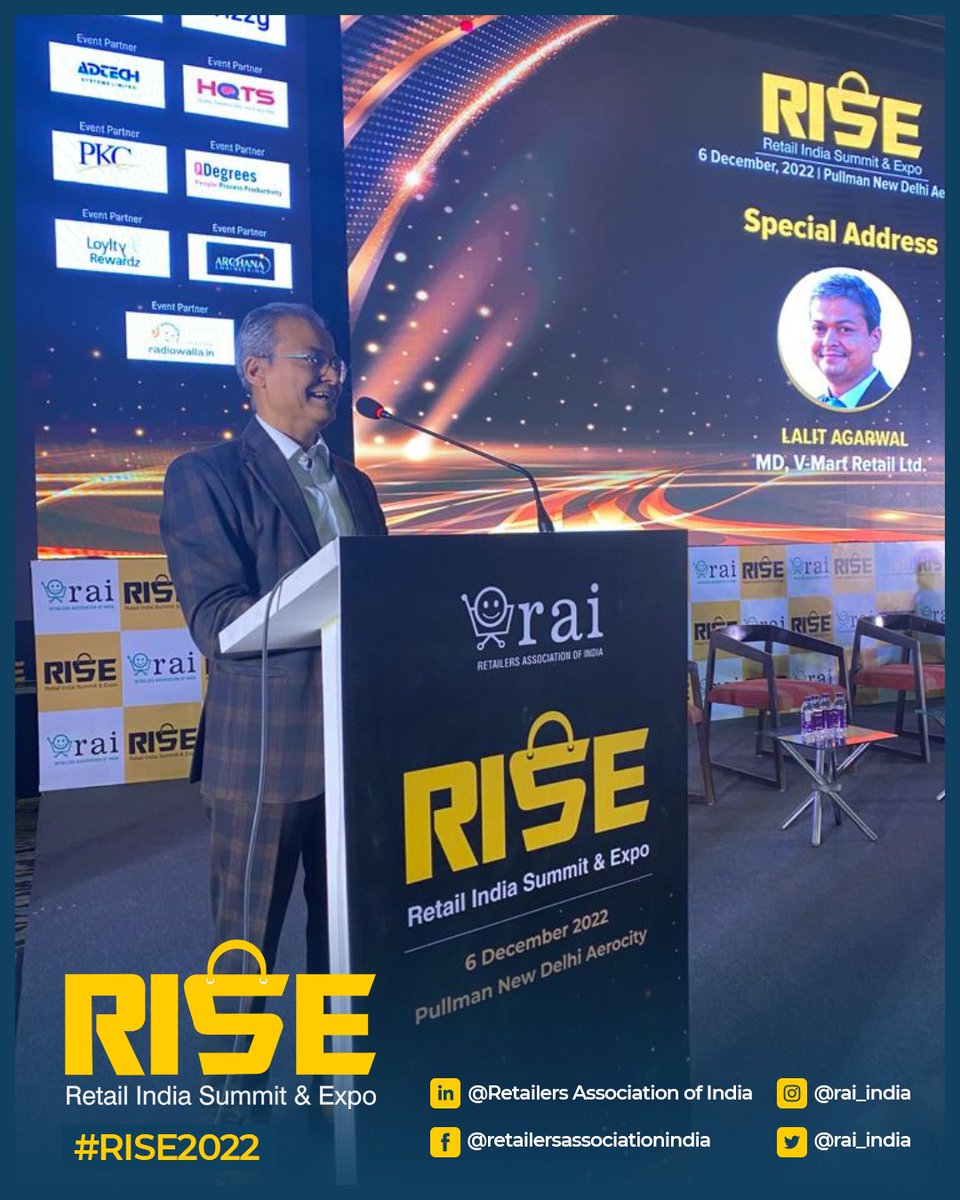 In this new world, there is differentiated consumer behaviour. We are inciting a lot of change in a post-pandemic world &amp; this change will keep us going as retailers - <a href="/LalitAgarwal15/">Lalit Agarwal</a>, MD, <a href="/vmartretail/">V-Mart</a> 
#RISE2022