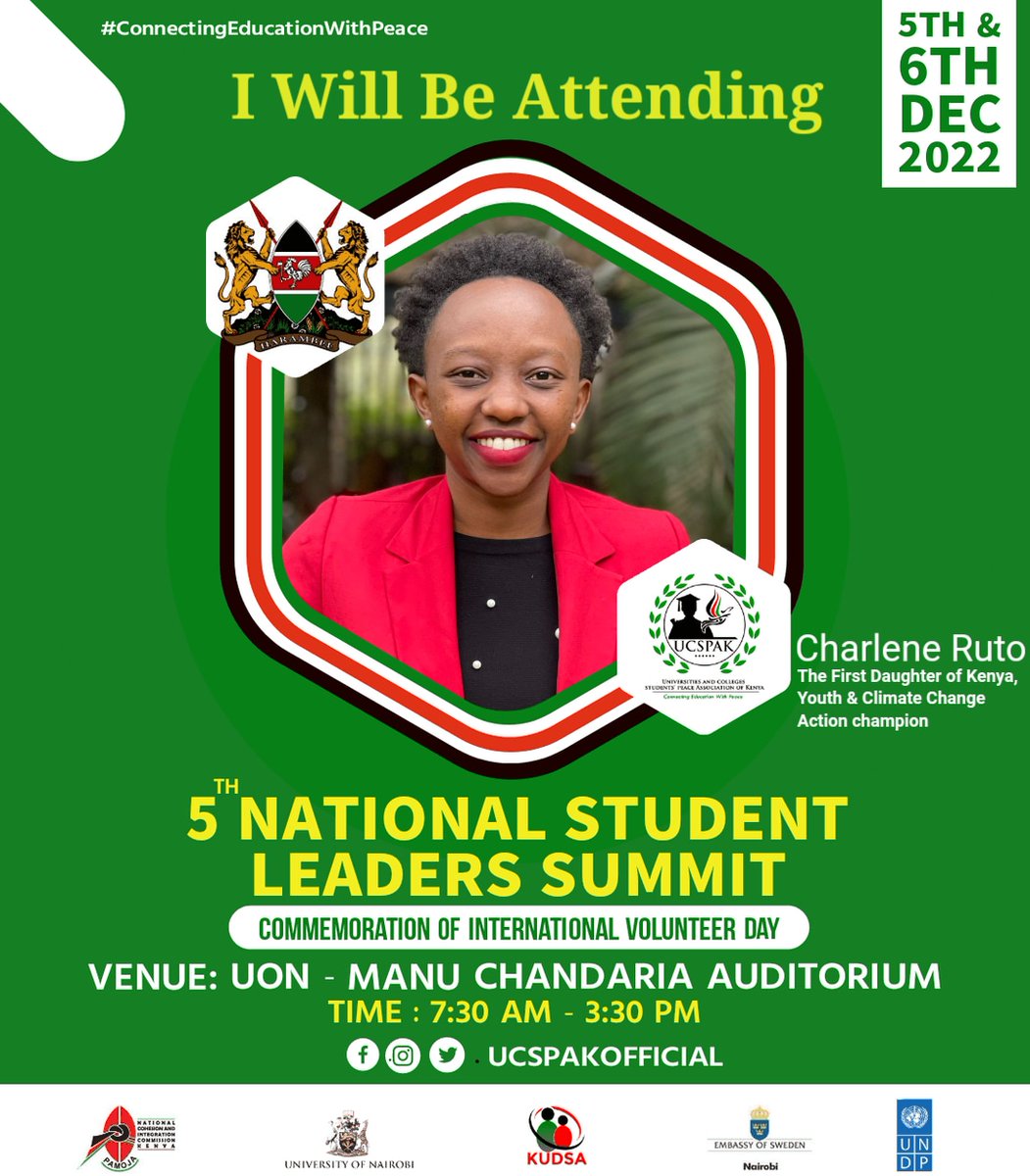 Siku njema huonekana asubuhi. In the wise words of the greats and our #MapemaNdioBest cohort,let's get together for more insights on matters Youth Leadership at the #the5thstudentsleaderssummit by <a href="/UcspakOfficial/">UCSPAK Official</a>