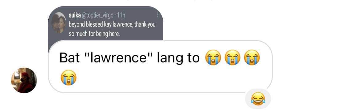 toptier_virgo's tweet photo. HAHHDHDHSHHAA i love uuu sweetheartt @iaintlorensooo https://t.co/7xfb84n4mK