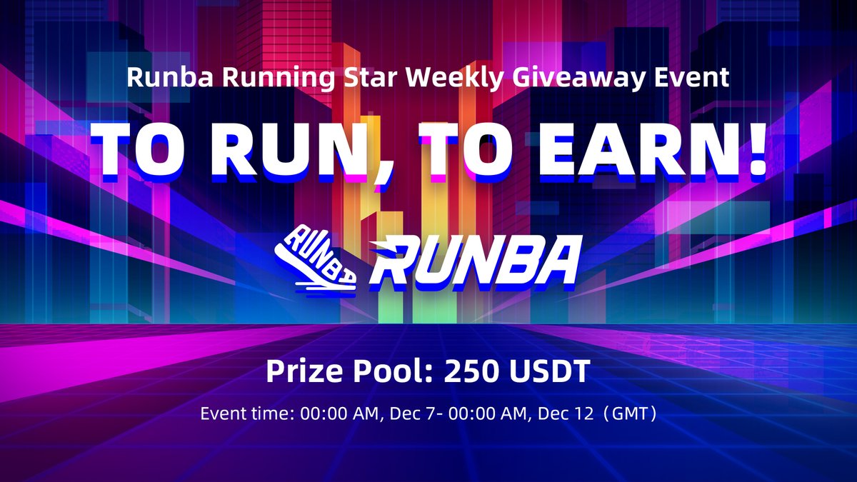 Runba Weekly Running Star event is kick off now🎉🎉

🏆 250 USDT
⏲️00:00 AM, Dec 7 - 0:00 AM, Dec 12 GMT

Join Runba to run, win USDT rewards! 

Follow us, RT,❤  tag 3 friends, and leave the BEP20 address to win extra 50 USDT(10 winners)!

Detail: 
link.medium.com/0HM3b7RQwvb