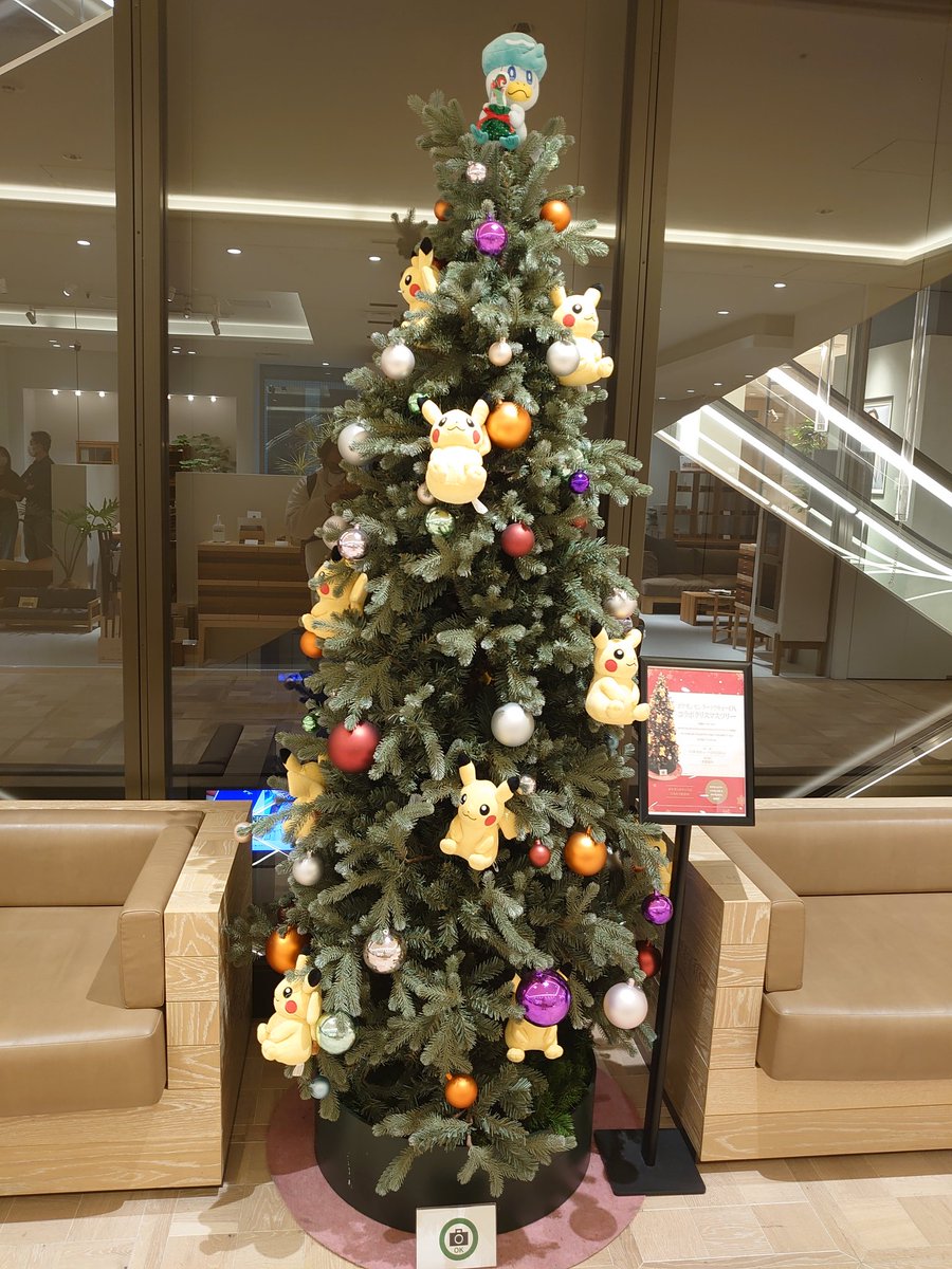 takapikapmaster's tweet photo. 日本橋高島屋新館のポケセンコラボクリスマスツリーです。今年のは、各階で頂上のポケモンのぬいぐるみが違いますね！
B1階…ニャオハ
1階…ピカチュウ
2階…ホゲータ
3階…クワッス
#ポケモン https://t.co/zIdQCjH4Rm