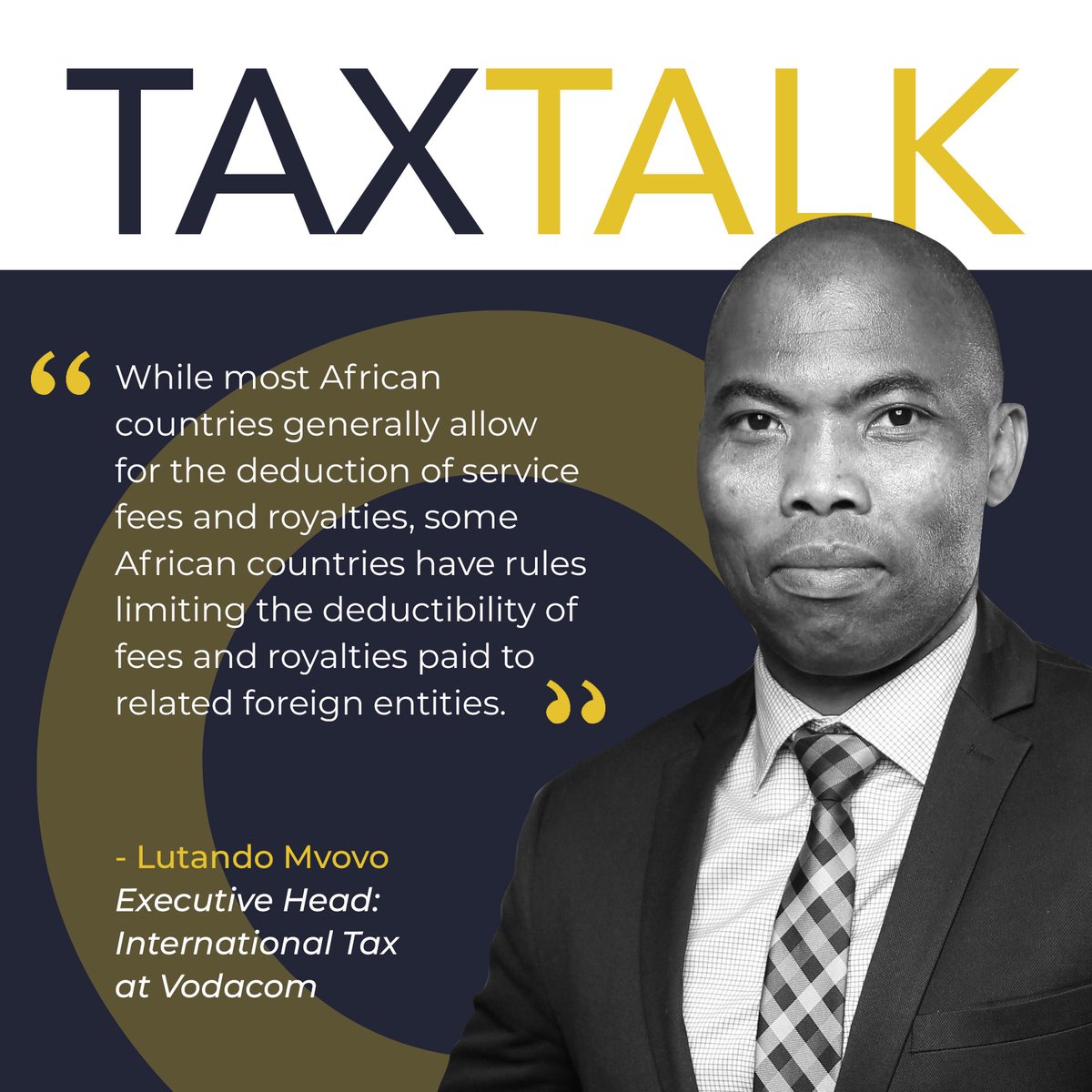 ins_sait's tweet photo. Tax Publication|
In the latest TaxTalk magazine, Executive Head of International Tax at @Vodacom Lutando Mvovo looks at the tax burden of African cross-border flows.
Read more in Issue 97 of TaxTalk magazine https://t.co/ShCCO68igT #Tax #SAIT #SARS #taxarticle https://t.co/AvElCJ8E0u