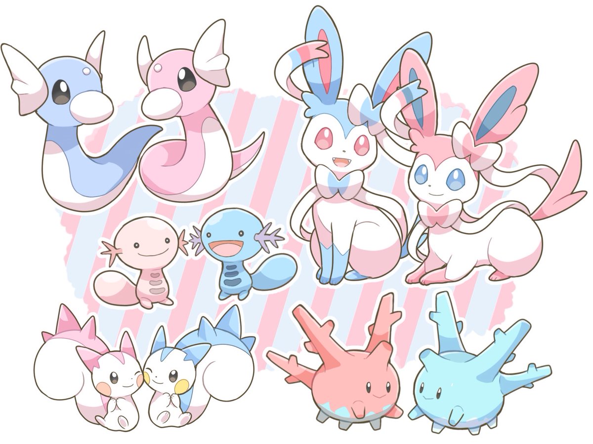 sylveon pokemon (creature) no humans smile open mouth closed mouth one eye closed :d  illustration images