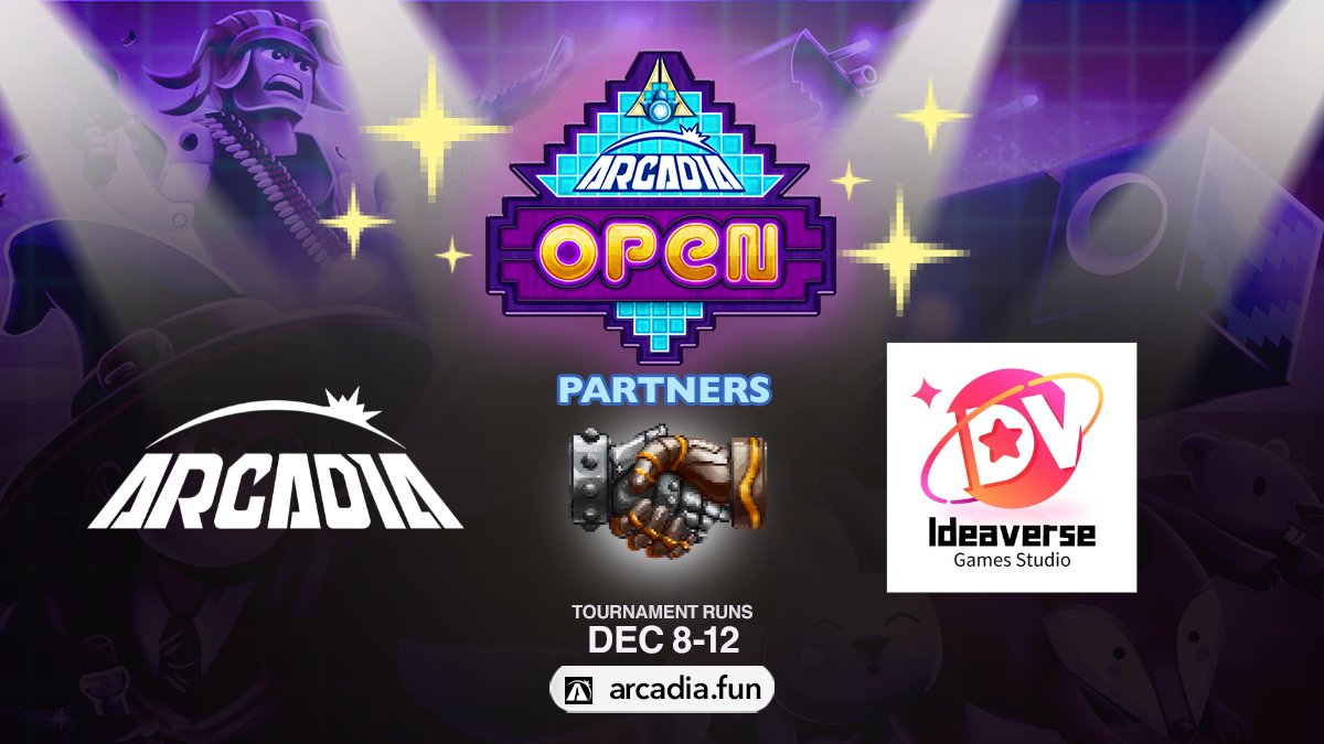 Help us welcome the <a href="/IdeaverseIDV/">Ideaverse Games Studio</a> fam into #Arcadia! They will be joining as community partner for our yearend tournament, Arcadia Open, from Dec. 8-12 🤝🔥

Looking forward to seeing you guys on the leaderboards! 👀🥳🍾