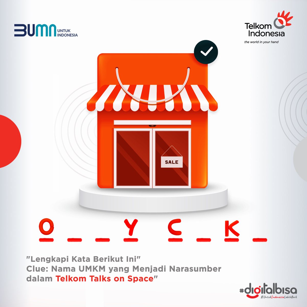 TelkomIndonesia's tweet photo. Saatnya kuis! Naahh jawabannya gampang banget nih jika kemarin Sobat mengikuti Space yang diadakan oleh Telkom. Hadiah saldo LinkAja masing-masing 300 ribu untuk 3 pemenang menanti! https://t.co/kUScEqQ3SI