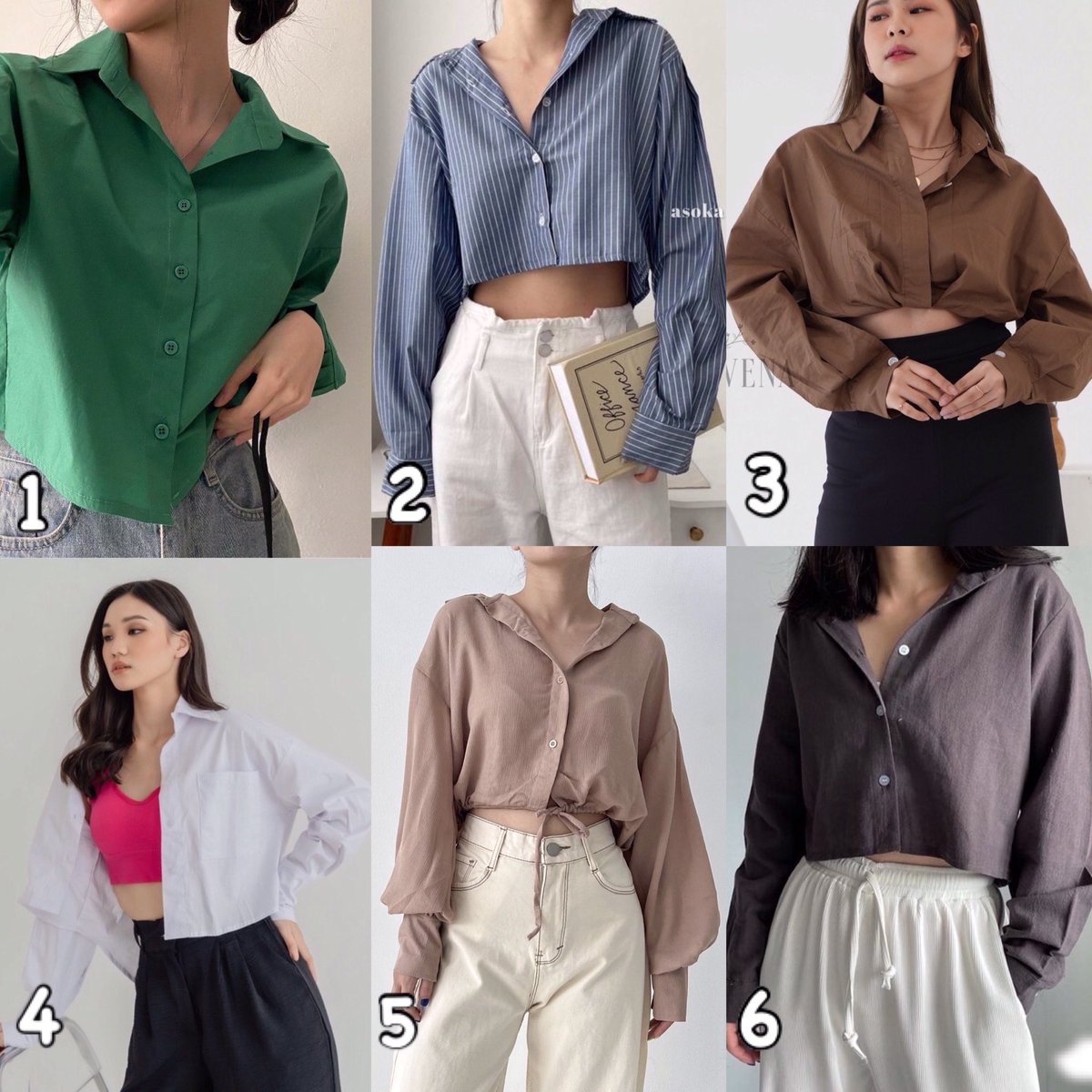 ✨ Cropped shirt, Kemeja Crop lengan panjang ✨

1. 5~95k
🔗shope.ee/4AQOfpnqqG
2. 4.9~78k
🔗shope.ee/8KFxdkrzd2
3. 5~98k
🔗shope.ee/8KFxdwIgvW
4. 4.9~99k
🔗shope.ee/7UgqeWwZ5E
5. 4.9~99k
🔗shope.ee/2AfKIsUpdI
6. 4.8~82k
🔗shope.ee/9zOBdNOdqy