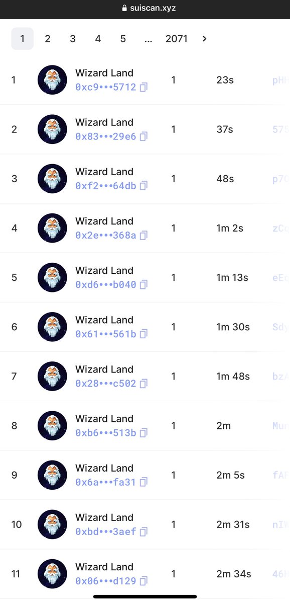 Awesome app from <a href="/staketab/">Staketab</a>!!every second NFT WIZARD LAND minted on the SUI network. More than 50k++ NFT minted in 4 days🧙‍♂️check this out suiscan.xyz 

#WizardLandSUI #SuiNetwork #SuiGlobal