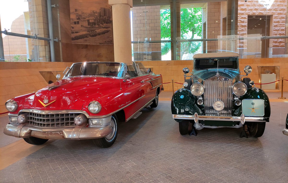 Collection of cars used by first King of #SaudiArabia Abdulaziz bin Abdul Rahman Al Saud

#PierceArrow 1934
#RollsRoyce 1946
#Cadillac 1953
#RollsRoyce 1957

In King Abdulaziz center for research and archives, Murabba Paláce, #Riyadh, Saudi Arabia