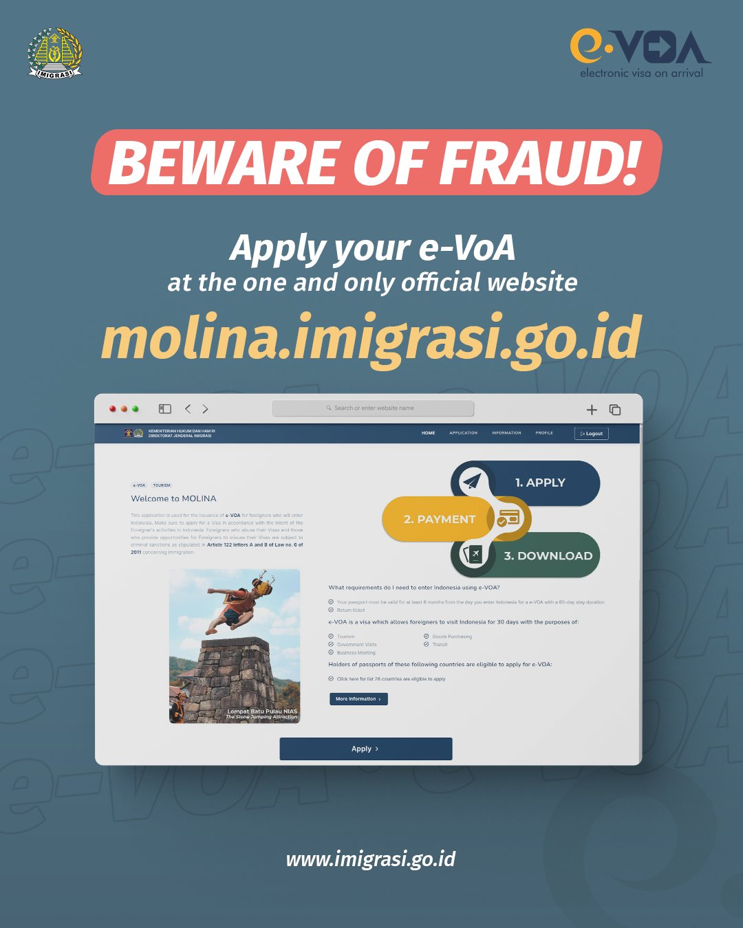 Ditjen Imigrasi on Twitter "BEWARE OF FRAUD! Remember the address, https//t.co/1bu3ciqYRl is