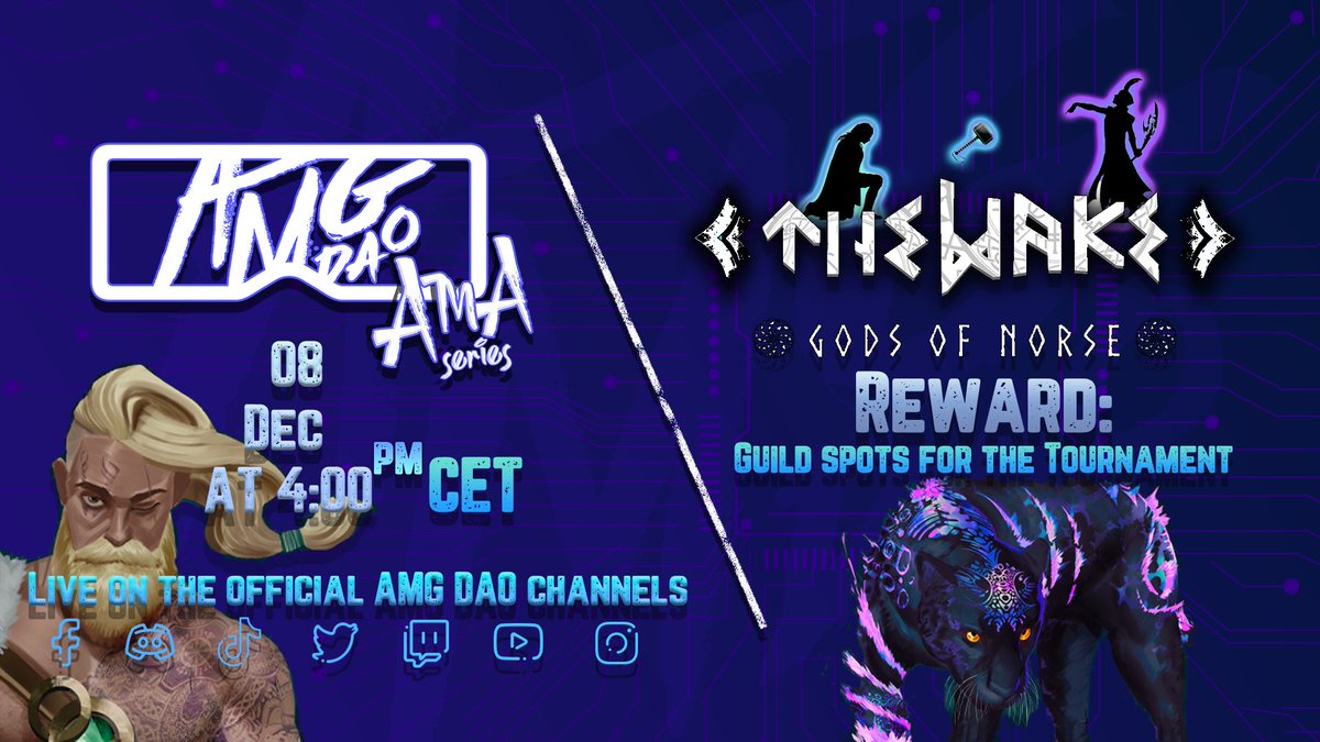 playanimayhem's tweet photo. 👉The AMG DAO AMA Series Doesn't Stop!👈
This time our guests are:
🎮Game:
@twakegame
🗺️Venue: AMG Youtube, Twitch or Facebook
⏰Time: 12/08/2022 - 4:00pm CET
Rewards:
👉Wake Guild Tournament Spots!
Join in and ask your questions!
#joinamg #NFT #UGC https://t.co/XrnuPRoc78
