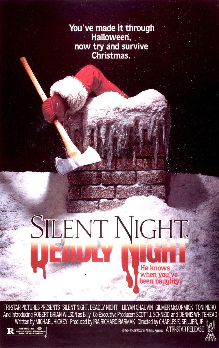 MistrelofHorror's tweet photo. Re-Watching Silent Night, Deadly Night (1984)!  After a traumatic event involving a criminal in a Santa Suit, an orphan is raised hating and fearing Christmas.  In his late teens he's forced to portray Santa at work that sends him on a rampage to punish the guilty &amp; a mean nun! https://t.co/dBXTz6R3ts