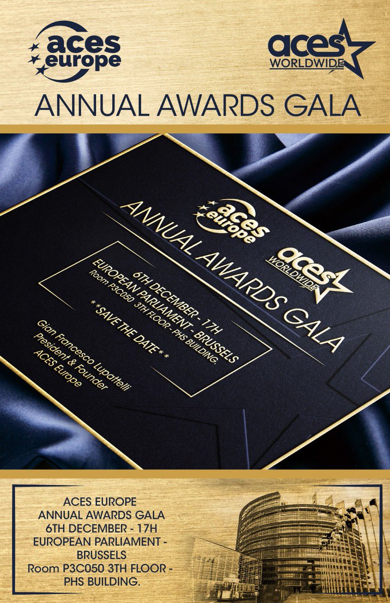 AcesEurope's tweet photo. Today ACES Europe Annual Awards Gala. 
European Parliament Brussels. 
See you there!!!
#aceseurope https://t.co/CKLuEoQKNU