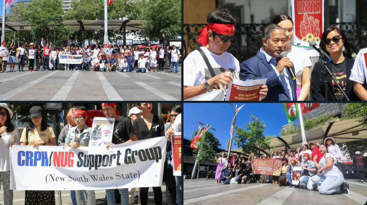 White Ribbon Campaign has been held in front of customs office in Sydney, Australia, on Dec 4, to raise awareness of the military regime's violence against Myanmar people and urge Australian gov't to do more sanctions against Myanmar. #2022Dec6Coup  #WhatsHappeningInMyanmar