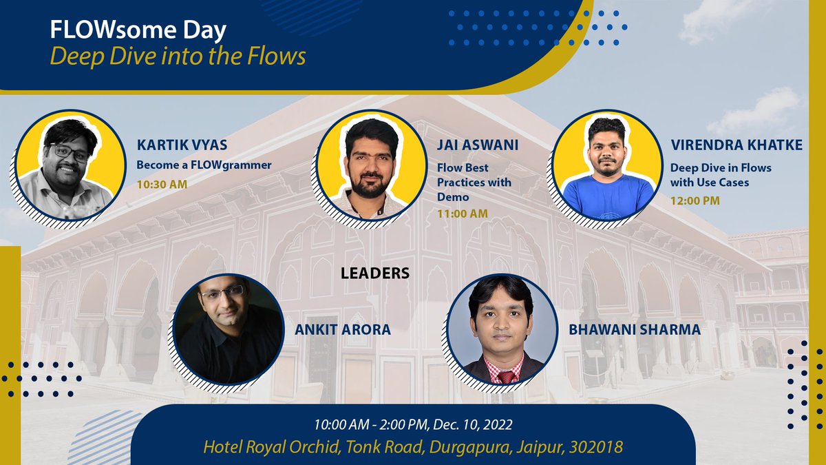 Bhawani Sharma (@sharmabhawani) on Twitter photo Please join us this Saturday to dive deep into the <a href="/salesforce/">Salesforce</a> Flows. In this event, we will deeply discuss flows, use cases, best practices, managing multiple use cases in a single flow, and exception handling.
RSVP Link:
trailblazercommunitygroups.com/events/detailsā¦
#JaipurDUG Please join us this Saturday to dive deep into the <a href="/salesforce/">Salesforce</a> Flows. In this event, we will deeply discuss flows, use cases, best practices, managing multiple use cases in a single flow, and exception handling.
RSVP Link:
trailblazercommunitygroups.com/events/detailsā¦
#JaipurDUG